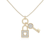 moissanite lock & key necklaces in yellow gold vermeil